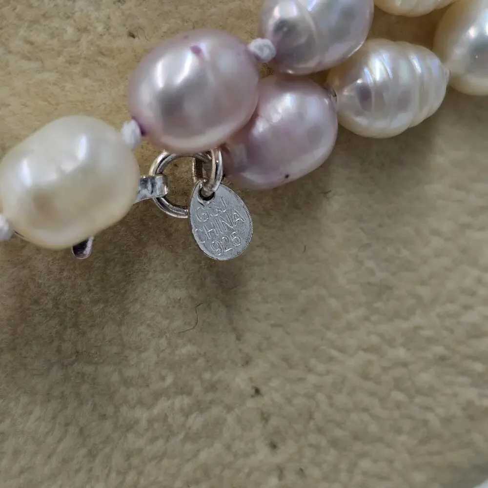 Pastel Pink White Faux Pearl Flapper Opera Necklace GSJ 63